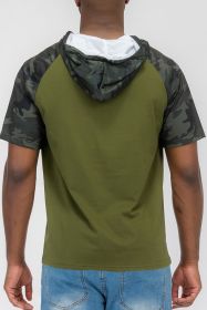 SHORT SLEEVE CAMO COLOR BLOCK (Color: RED CAMO, size: L)