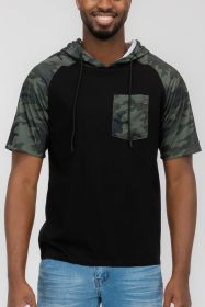 SHORT SLEEVE CAMO COLOR BLOCK (Color: GREEN CAMO, size: XL)