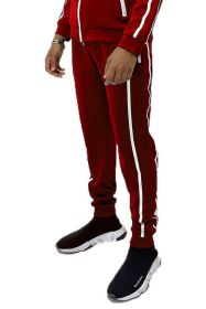 Mens Active Wear Running Track Pant Joggers (Color: Red, size: XL)