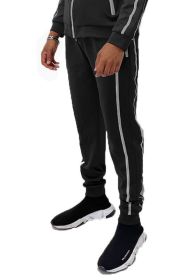 Mens Active Wear Running Track Pant Joggers (Color: Black, size: L)