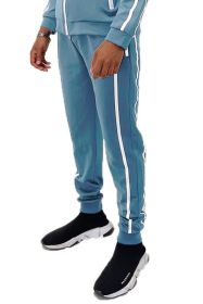 Mens Active Wear Running Track Pant Joggers (Color: Sky, size: L)