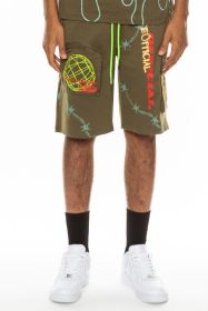 Weiv Hype Official Print Shorts (Color: OLIVE, size: M)