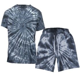 Tye Dye Shirt and Short Set (Color: Black, size: M)