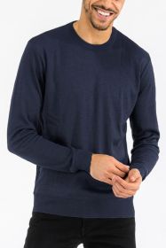 SOLID COLOR ROUND NECK SWEATER (Color: Heather Grey, size: M)