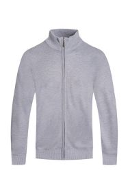 Weiv Mens Solid Full Zip Sweater (Color: Heather Grey, size: 2XL)