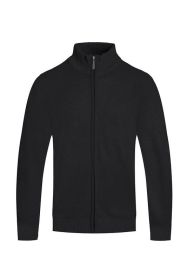 Weiv Mens Solid Full Zip Sweater (Color: Black, size: 2XL)