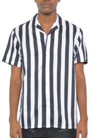 MENS SHORT SLEEVE STRIPED BUTTON DOWN PRINT SHIRT (Color: MULTI, size: XL)