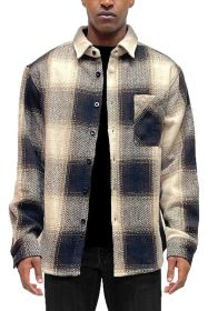 Flannel Shirt Jacket Checkered Plaid Shacket (Color: Brown, size: 3XL)