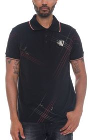 Version Couture Polo Button Down Shirt (Color: Black, size: 2XL)