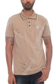 Version Couture Polo Button Down Shirt (Color: Khaki, size: 3XL)