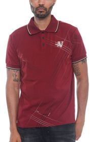 Version Couture Polo Button Down Shirt (Color: BURGUNDY, size: 2XL)