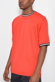 Micromesh Round Neck Tshirt (Color: Red, size: S)