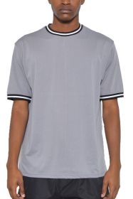 Micromesh Round Neck Tshirt (Color: GREY, size: XL)