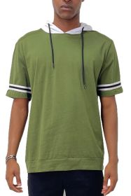 SHORT SLEEVE HOODED SHIRT (Color: OLIVE, size: S)