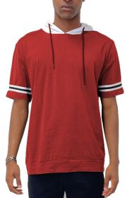 SHORT SLEEVE HOODED SHIRT (Color: Red, size: M)