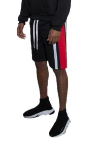 Weiv Mens Color Block Stripe Sweat Shorts (Color: Black, size: S)