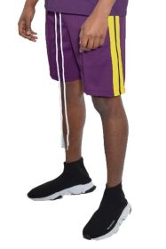 Side Stripe Tape Shorts (Color: DARK PURPLE, size: 3XL)