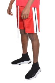 Side Stripe Tape Shorts (Color: Red, size: M)