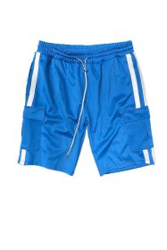 Two Stripe Cargo Pouch Shorts (Color: AQUA WHITE, size: 3XL)