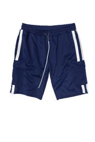 Two Stripe Cargo Pouch Shorts (Color: NAVY WHITE, size: 3XL)