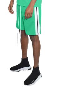 Side Stripe Tape Shorts (Color: JADE, size: 2XL)