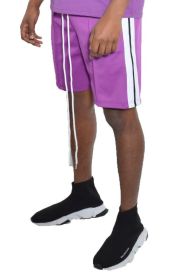 Side Stripe Tape Shorts (Color: Purple, size: S)