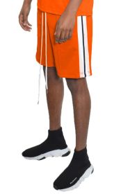 Side Stripe Tape Shorts (Color: Orange, size: L)