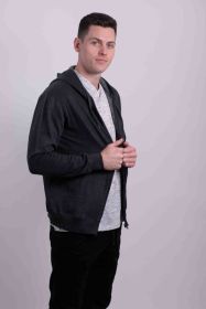FLEECE ZIPPER HOODIE (Color: CHARCOAL, size: M)