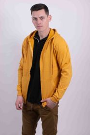 FLEECE ZIPPER HOODIE (Color: Mustard, size: S)