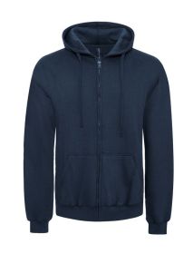 FLEECE ZIPPER HOODIE (Color: Navy, size: XXL)