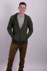FLEECE ZIPPER HOODIE (Color: OLIVE, size: S)