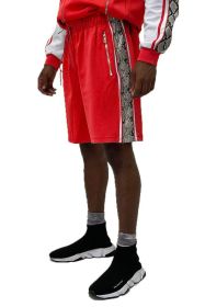 SNAKE PRINT SHORTS (Color: Red, size: 3XL)