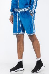 Status Print Velour Shorts Suede Shorts (Color: BLACK SILVER, size: L)