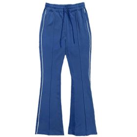 Mens Side Pipe Stacked Flare Pants (Color: ROYAL, size: S)