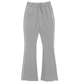Mens Side Pipe Stacked Flare Pants (Color: GREY, size: L)