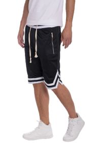 STRIPED BAND SOLID BASKETBALL SHORTS (Color: Black, size: S)