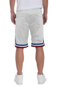 STRIPED BAND SOLID BASKETBALL SHORTS (Color: White, size: S)