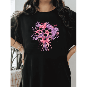 Casual Women's Cotton T-Shirt with Bow Detail - Trendy and Comfortable for Every Season (Style: 48)