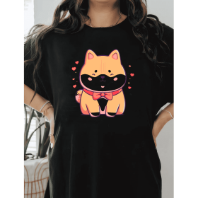 Casual Women's Cotton T-Shirt with Bow Detail - Trendy and Comfortable for Every Season (Style: 7)