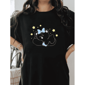 Casual Women's Cotton T-Shirt with Bow Detail - Trendy and Comfortable for Every Season (Style: 54)