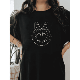 Casual Women's Cotton T-Shirt with Bow Detail - Trendy and Comfortable for Every Season (Style: 10)