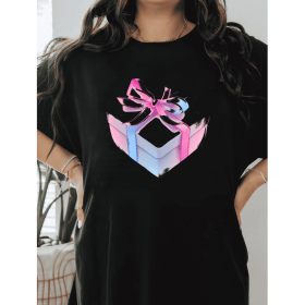 Casual Women's Cotton T-Shirt with Bow Detail - Trendy and Comfortable for Every Season (Style: 284)