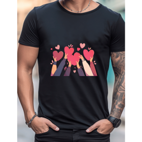 Celebrate in Style with This 100% Cotton Men's Valentine's Day Tee (Style: 456)