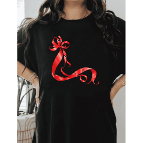 Casual Women's Cotton T-Shirt with Bow Detail - Trendy and Comfortable for Every Season (Style: 268)