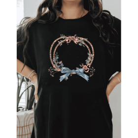 Casual Women's Cotton T-Shirt with Bow Detail - Trendy and Comfortable for Every Season (Style: 286)