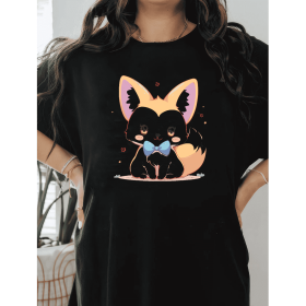 Casual Women's Cotton T-Shirt with Bow Detail - Trendy and Comfortable for Every Season (Style: 259)
