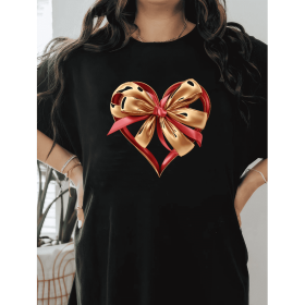 Casual Women's Cotton T-Shirt with Bow Detail - Trendy and Comfortable for Every Season (Style: 290)
