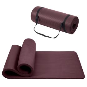 Only Supports Self Pickup  Yoga Mat, One Inch Thickened High-density Practice Mat, Tear-resistant Practice Yoga Mat With Straps, Suitable For All (Option: Deep Wine)