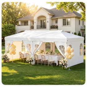 10x20ft Pop Up Canopy Tent with Detachable Sidewalls, 3-Level Adjustable Height Heavy Duty Metal Frame Outdoor Party Gazebo Waterproof 210D Oxfor (Option: 60498468)