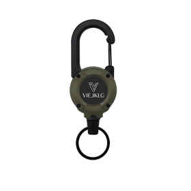 VIEJAKLG 3-in-1 Retractable Rope Carabiner Keychain, Strong Steel Wire Rope Buckle, Compact Outdoor Camping And Hiking Multifunctional Essential (Option: Green)